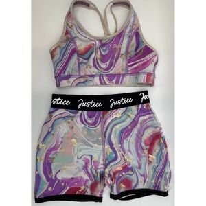 Justice Girls Set Sports Bra And Short Dance And Gymnastics Sizes XL 16/18